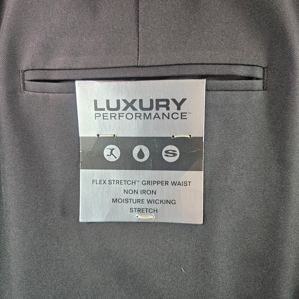 NEW Perry Ellis Portfolio Mens Pleated Dress Pants Charcoal Grey 32x32 Stretch